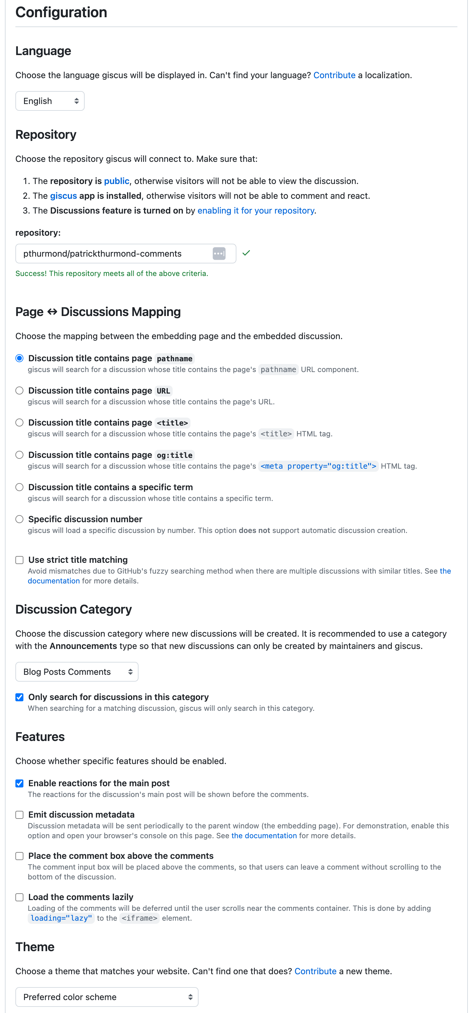 Configuring Giscuss