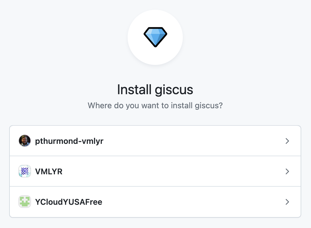 Giscus install via Github