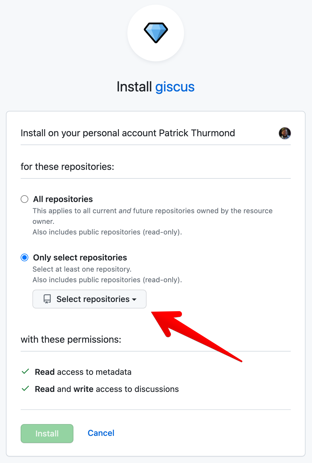 Giscus install on Github - The basic config